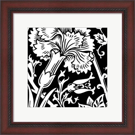 Framed B&amp;W Graphic Floral Motif I Print