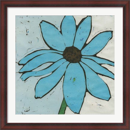 Framed Turquoise Batik Botanical I Print