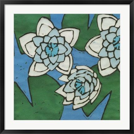 Framed Turquoise Batik Botanical II Print