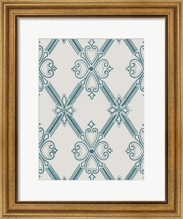 Framed Ornamental Pattern in Teal II Print