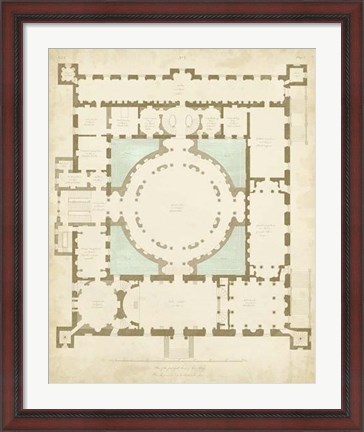 Framed Plan in Taupe &amp; Spa I Print