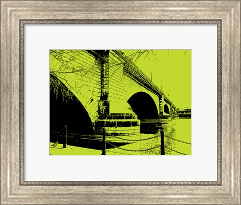 Framed London Bridges on Lime Print