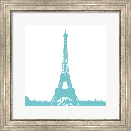 Framed Aqua Eiffel Tower Print