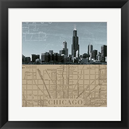 Framed Chicago Map I Print