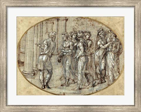 Framed Odysseus and the Daughters of Lycomedes Print