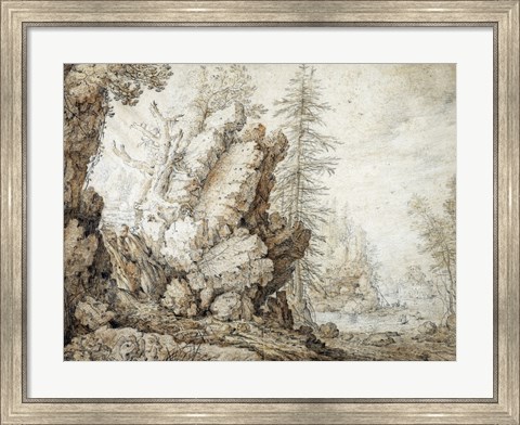 Framed Landscape with Waterfall Print