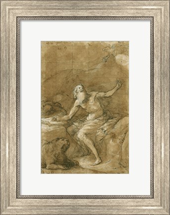Framed Saint Jerome Hearing the Trumpet of the Last Judgement - posed Print