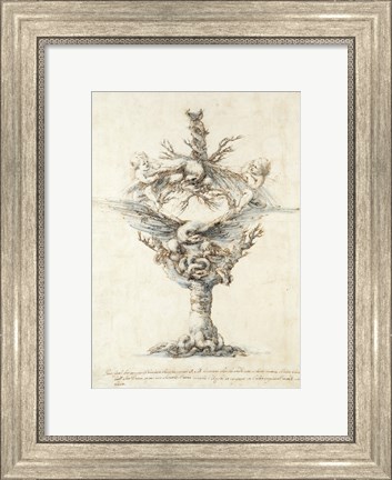 Framed Design for a Ewer with Eagles and PuttI Print