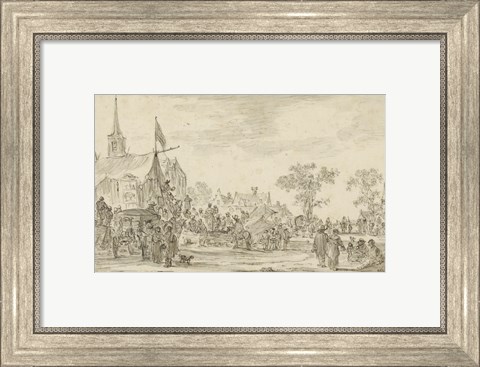 Framed Village Festival with Musicians Playing Outside a Tent Print