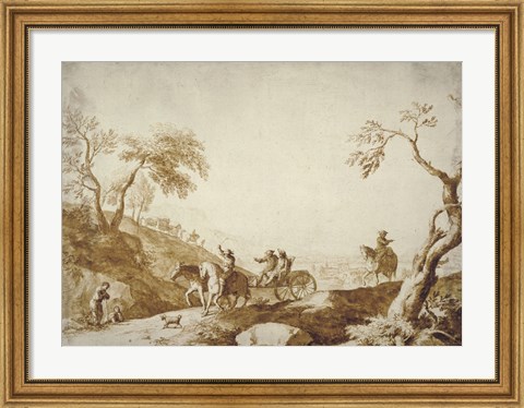 Framed Landscape with Travelers Print