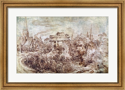 Framed Landscape with Figures Print