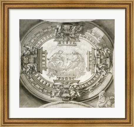 Framed Study for a Ceiling with the Virgin and Christ in Glory Print