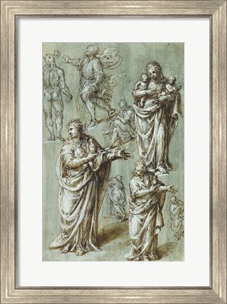 Framed Sheet of Studies of Various Figures Print