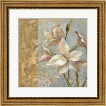 Framed Amaryllis on Soft Blue Print