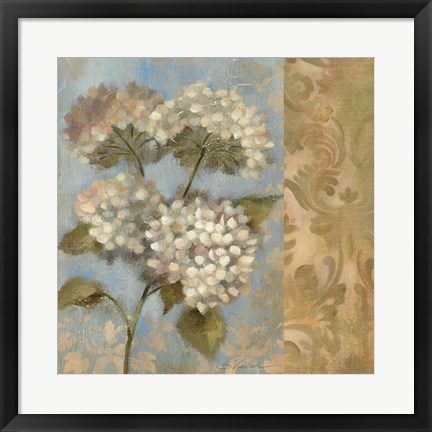 Framed Hydrangea on Soft Blue Print