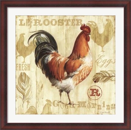 Framed Joli Rooster I Print