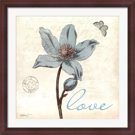 Framed Touch of Blue IV - Love Print