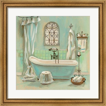 Framed Glass Tile Bath I Print