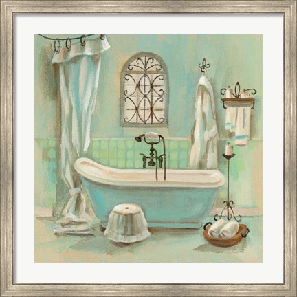 Framed Glass Tile Bath I Print