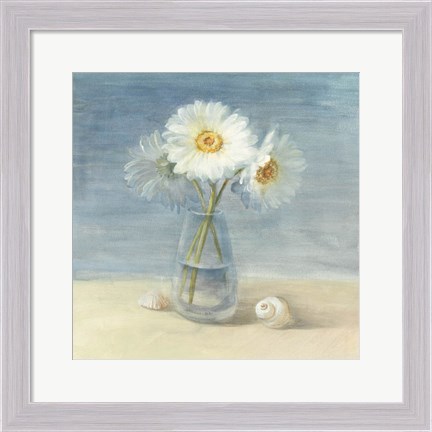 Framed Daisies and Shells Print