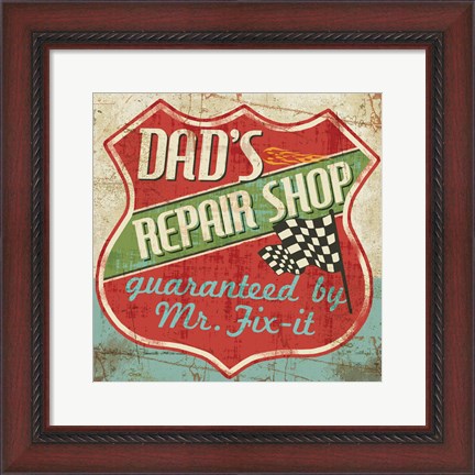 Framed Mancave IV - Dads Repair Shop Print