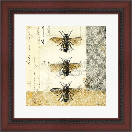 Framed Golden Bees n Butterflies No. 1 Print