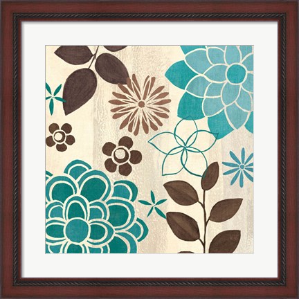 Framed Abstract Garden Blue II Print