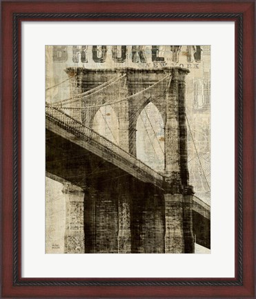 Framed Vintage NY Brooklyn Bridge Print