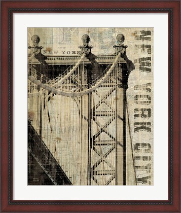 Framed Vintage NY Manhattan Bridge Print