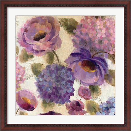 Framed Blue and Purple Flower Song III Print