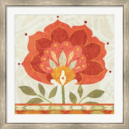 Framed Ikat Bloom I Print