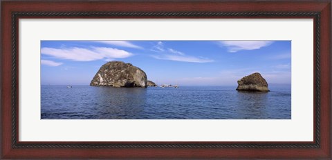 Framed Two large rocks in the ocean, Los Arcos, Bahia De Banderas, Puerto Vallarta, Jalisco, Mexico Print