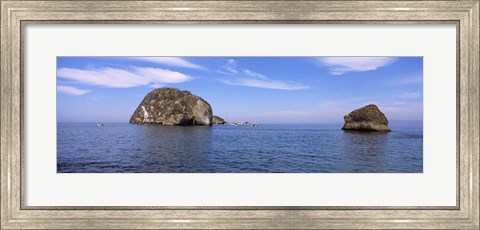 Framed Two large rocks in the ocean, Los Arcos, Bahia De Banderas, Puerto Vallarta, Jalisco, Mexico Print