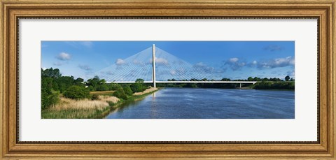 Framed Cable stayed bridge across a river, River Suir, Waterford, County Waterford, Republic of Ireland Print