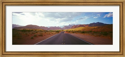 Framed Road passing through mountains, Calico Basin, Red Rock Canyon National Conservation Area, Las Vegas, Nevada, USA Print