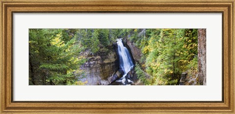 Framed Waterfall in a forest, Miners Falls, Rocks National Lakeshore, Upper Peninsula, Michigan, USA Print