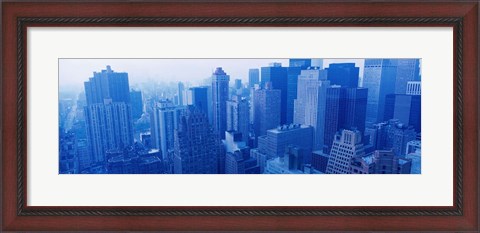 Framed New York Skyscrapers in Blue Print