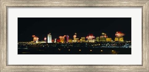 Framed Distant View of Buildings Lit Up At Night, Las Vegas, Nevada, USA Print