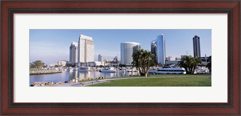 Framed Panoramic View Of Marina Park And City Skyline, San Diego, California, USA Print