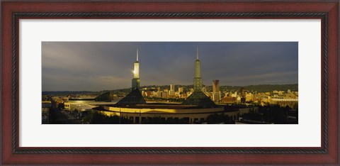 Framed Towers Illuminated At Dusk, Convention Center, Portland, Oregon, USA Print