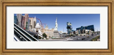 Framed Buildings in a city, New York New York Hotel, MGM Casino, The Strip, Las Vegas, Clark County, Nevada, USA Print