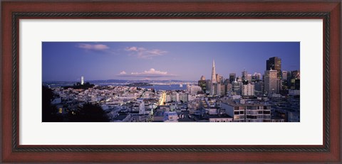 Framed High angle view of a cityscape from Nob Hill, San Francisco, California Print