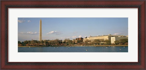 Framed Monument at the riverside, Washington Monument, Potomac River, Washington DC, USA Print