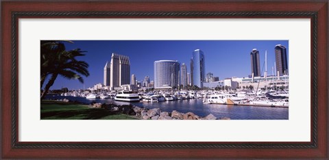 Framed Boats in a Harbor, San Diego, California Print