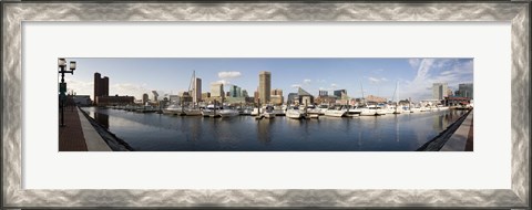 Framed Boats Moored at Inner Harbor, Baltimore, Maryland Print