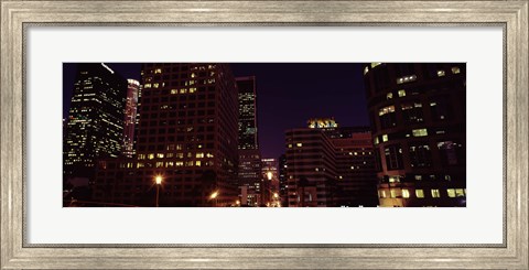 Framed Buildings lit up at night, City of Los Angeles, California Print