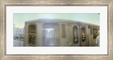 Framed Train entering into station platform, Chicago, Cook County, Illinois, USA Print