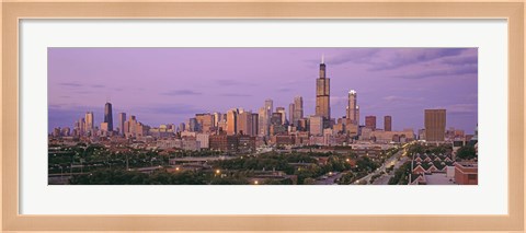 Framed View Of A Cityscape At Twilight, Chicago, Illinois, USA Print