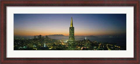 Framed Transamerica Pyramid Lit Up at Dusk, San Francisco, California Print