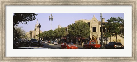 Framed USA, Missouri, Kansas, Country Club Plaza, Traffic on the road Print